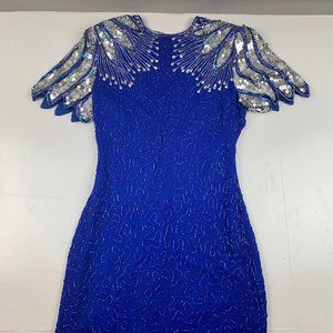 Laurence Kazar New York Beaded Short Sleeve Dress